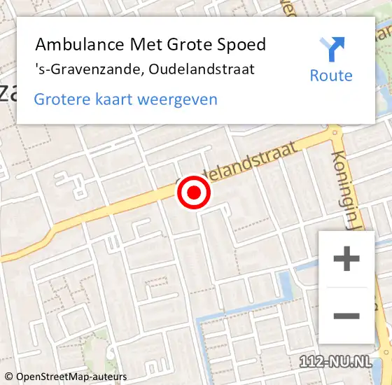 Locatie op kaart van de 112 melding: Ambulance Met Grote Spoed Naar 's-Gravenzande, Oudelandstraat op 14 april 2024 18:56