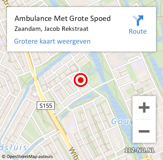 Locatie op kaart van de 112 melding: Ambulance Met Grote Spoed Naar Zaandam, Jacob Rekstraat op 14 april 2024 19:14