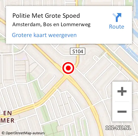 Locatie op kaart van de 112 melding: Politie Met Grote Spoed Naar Amsterdam, Bos en Lommerweg op 14 april 2024 19:54