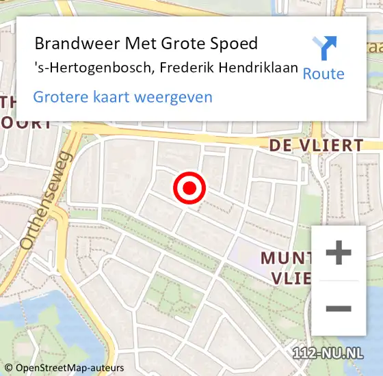 Locatie op kaart van de 112 melding: Brandweer Met Grote Spoed Naar 's-Hertogenbosch, Frederik Hendriklaan op 14 april 2024 20:11