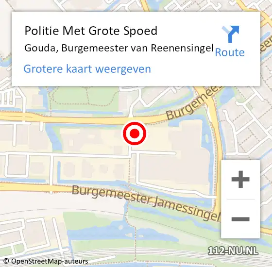 Locatie op kaart van de 112 melding: Politie Met Grote Spoed Naar Gouda, Burgemeester van Reenensingel op 14 april 2024 20:23