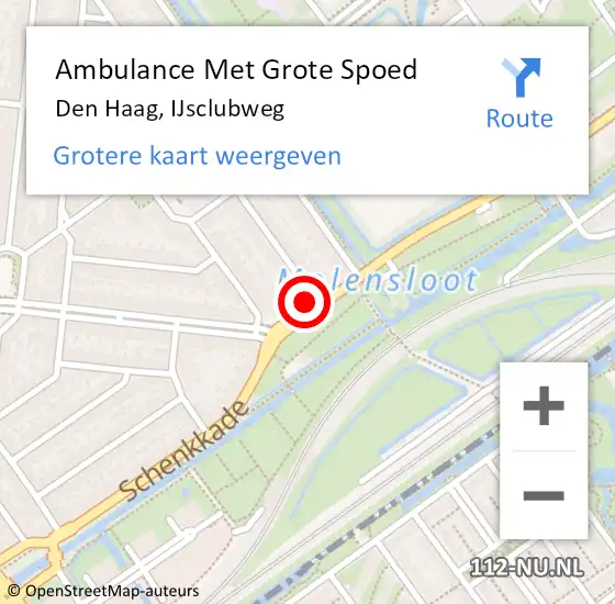 Locatie op kaart van de 112 melding: Ambulance Met Grote Spoed Naar Den Haag, IJsclubweg op 14 april 2024 20:58