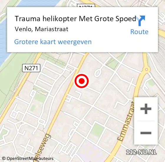 Locatie op kaart van de 112 melding: Trauma helikopter Met Grote Spoed Naar Venlo, Mariastraat op 14 april 2024 20:58