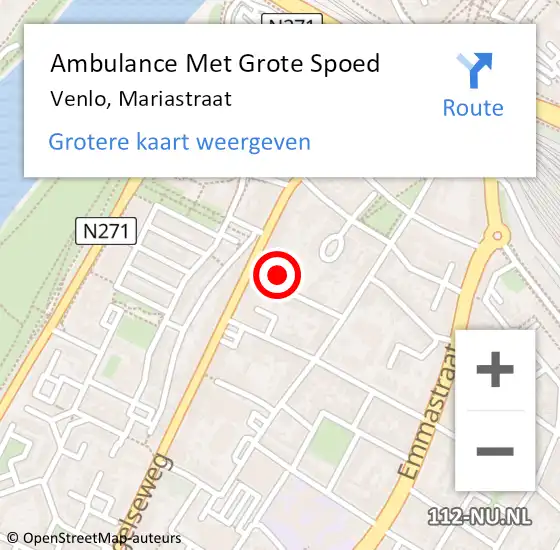 Locatie op kaart van de 112 melding: Ambulance Met Grote Spoed Naar Venlo, Mariastraat op 14 april 2024 20:58