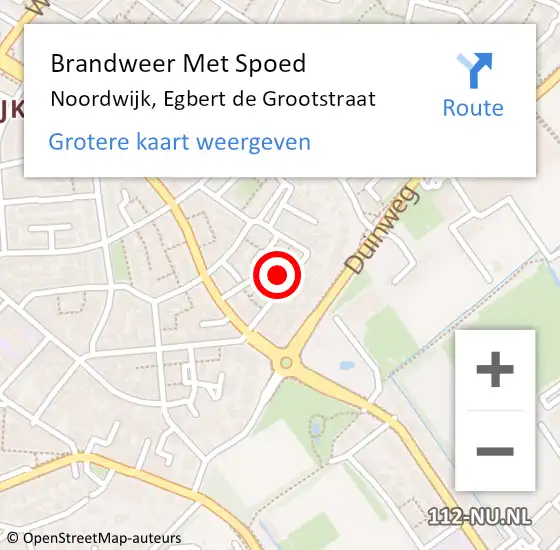 Locatie op kaart van de 112 melding: Brandweer Met Spoed Naar Noordwijk, Egbert de Grootstraat op 14 april 2024 20:59