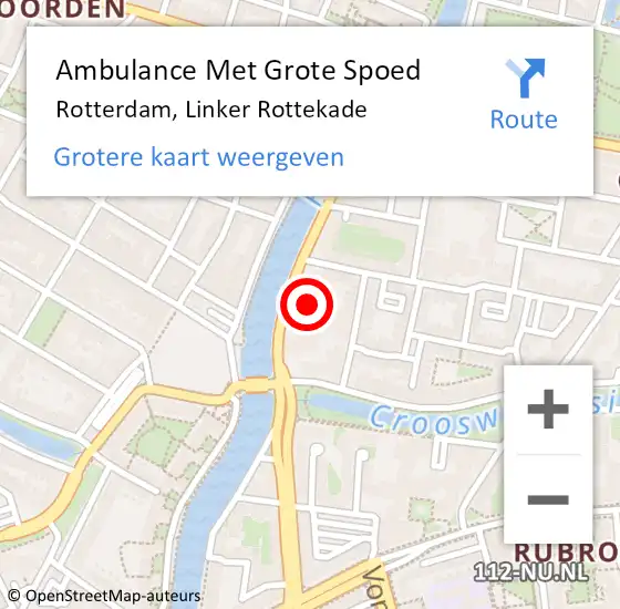 Locatie op kaart van de 112 melding: Ambulance Met Grote Spoed Naar Rotterdam, Linker Rottekade op 14 april 2024 21:13