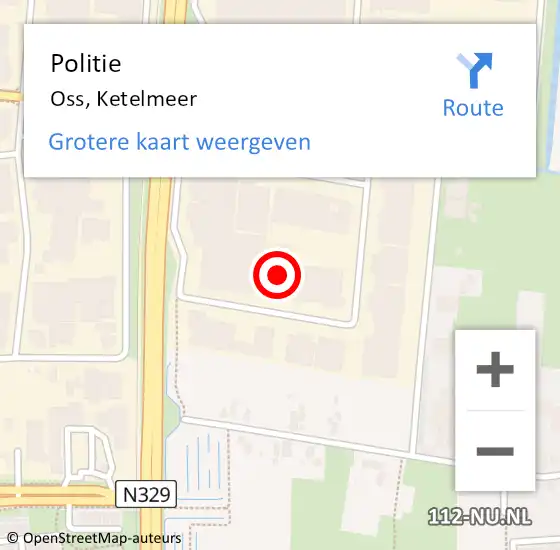 Locatie op kaart van de 112 melding: Politie Oss, Ketelmeer op 14 april 2024 21:48