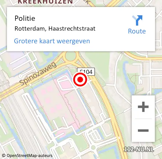 Locatie op kaart van de 112 melding: Politie Rotterdam, Haastrechtstraat op 14 april 2024 21:53