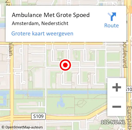 Locatie op kaart van de 112 melding: Ambulance Met Grote Spoed Naar Amsterdam, Nedersticht op 14 april 2024 22:11