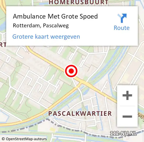 Locatie op kaart van de 112 melding: Ambulance Met Grote Spoed Naar Rotterdam, Pascalweg op 14 april 2024 22:26