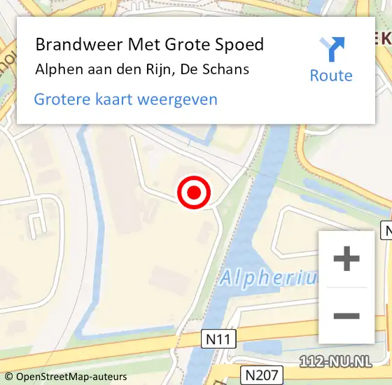 Locatie op kaart van de 112 melding: Brandweer Met Grote Spoed Naar Alphen aan den Rijn, De Schans op 14 april 2024 22:44