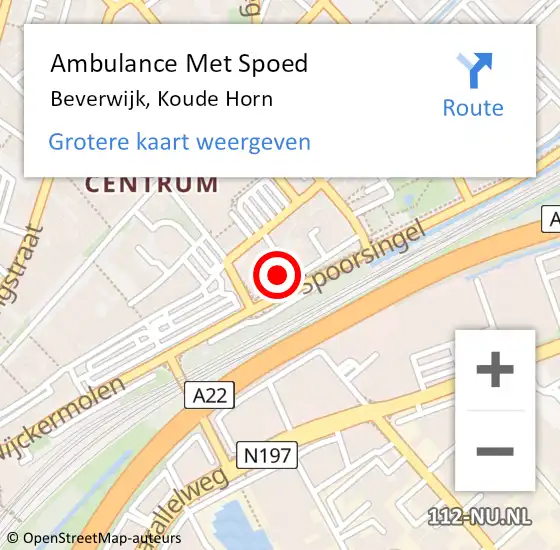 Locatie op kaart van de 112 melding: Ambulance Met Spoed Naar Beverwijk, Koude Horn op 14 april 2024 22:44