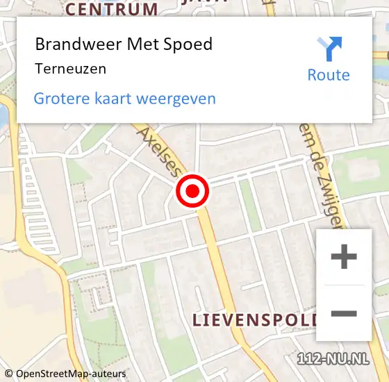 Locatie op kaart van de 112 melding: Brandweer Met Spoed Naar Terneuzen op 14 april 2024 22:52