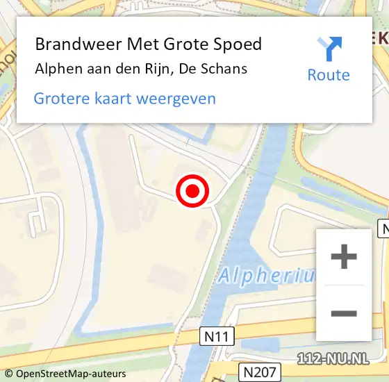 Locatie op kaart van de 112 melding: Brandweer Met Grote Spoed Naar Alphen aan den Rijn, De Schans op 14 april 2024 22:59