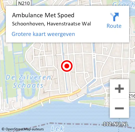 Locatie op kaart van de 112 melding: Ambulance Met Spoed Naar Schoonhoven, Havenstraatse Wal op 15 april 2024 00:35