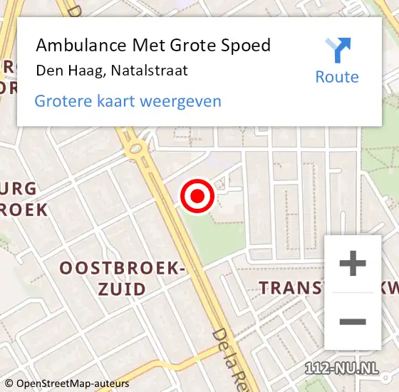 Locatie op kaart van de 112 melding: Ambulance Met Grote Spoed Naar Den Haag, Natalstraat op 15 april 2024 00:42