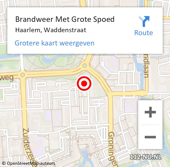 Locatie op kaart van de 112 melding: Brandweer Met Grote Spoed Naar Haarlem, Waddenstraat op 15 april 2024 01:31