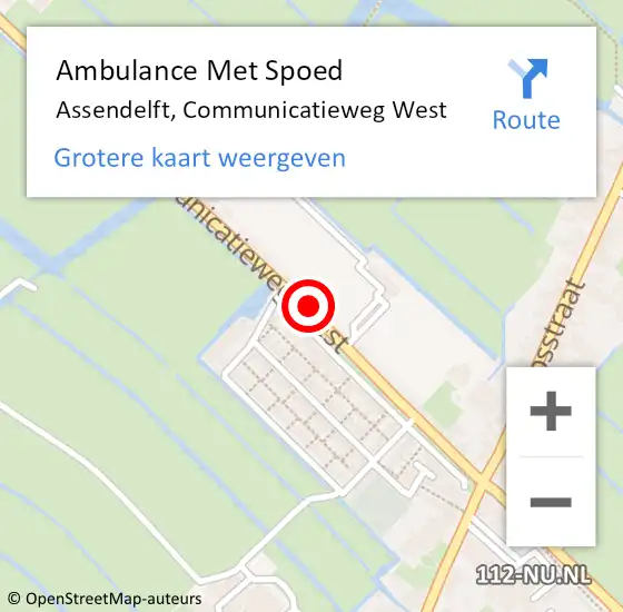 Locatie op kaart van de 112 melding: Ambulance Met Spoed Naar Assendelft, Communicatieweg West op 15 april 2024 02:06