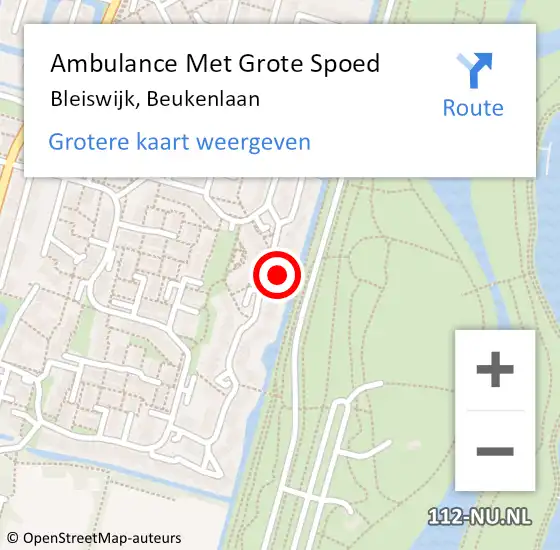 Locatie op kaart van de 112 melding: Ambulance Met Grote Spoed Naar Bleiswijk, Beukenlaan op 15 april 2024 03:12