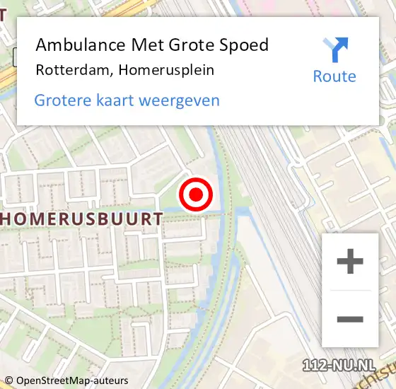 Locatie op kaart van de 112 melding: Ambulance Met Grote Spoed Naar Rotterdam, Homerusplein op 15 april 2024 03:24