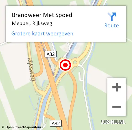 Locatie op kaart van de 112 melding: Brandweer Met Spoed Naar Meppel, Rijksweg op 15 april 2024 06:17