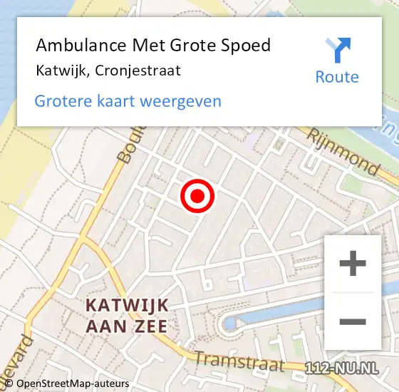 Locatie op kaart van de 112 melding: Ambulance Met Grote Spoed Naar Katwijk, Cronjestraat op 2 oktober 2014 13:38