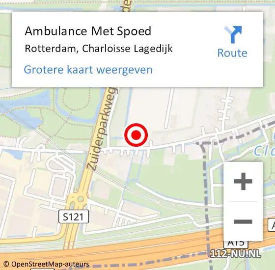 Locatie op kaart van de 112 melding: Ambulance Met Spoed Naar Rotterdam, Charloisse Lagedijk op 15 april 2024 07:25