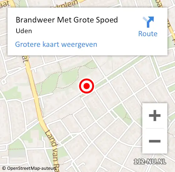 Locatie op kaart van de 112 melding: Brandweer Met Grote Spoed Naar Uden op 15 april 2024 07:56