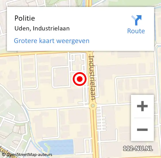 Locatie op kaart van de 112 melding: Politie Uden, Industrielaan op 15 april 2024 08:13