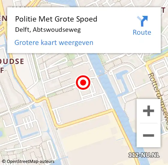 Locatie op kaart van de 112 melding: Politie Met Grote Spoed Naar Delft, Abtswoudseweg op 15 april 2024 08:33