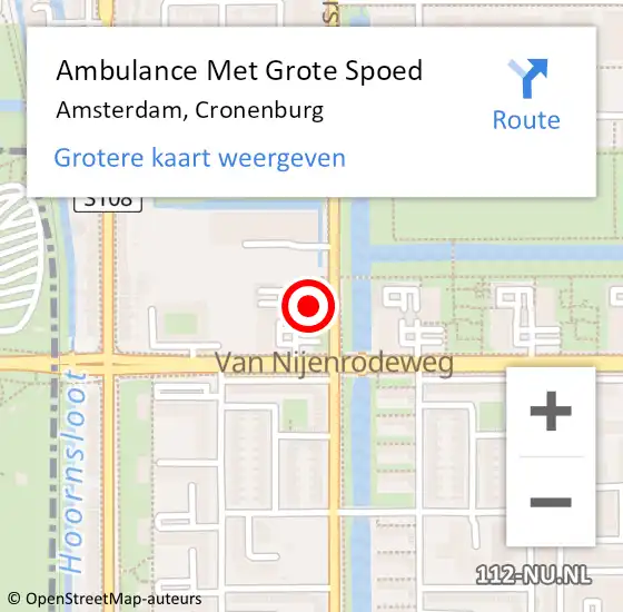 Locatie op kaart van de 112 melding: Ambulance Met Grote Spoed Naar Amsterdam, Cronenburg op 15 april 2024 08:33