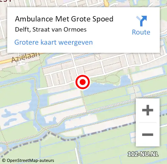 Locatie op kaart van de 112 melding: Ambulance Met Grote Spoed Naar Delft, Straat van Ormoes op 15 april 2024 08:35