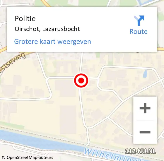 Locatie op kaart van de 112 melding: Politie Oirschot, Lazarusbocht op 15 april 2024 08:40