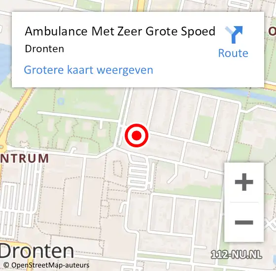 Locatie op kaart van de 112 melding: Ambulance Met Zeer Grote Spoed Naar Dronten op 15 april 2024 08:49