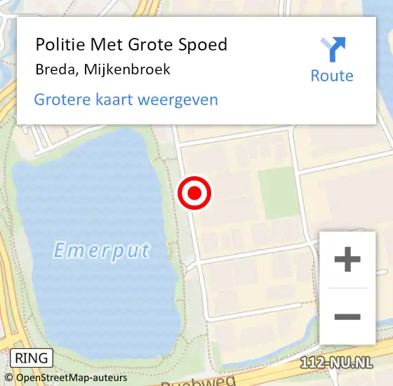 Locatie op kaart van de 112 melding: Politie Met Grote Spoed Naar Breda, Mijkenbroek op 15 april 2024 08:53