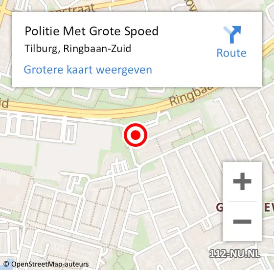 Locatie op kaart van de 112 melding: Politie Met Grote Spoed Naar Tilburg, Ringbaan-Zuid op 15 april 2024 08:56
