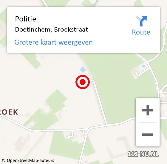 Locatie op kaart van de 112 melding: Politie Doetinchem, Broekstraat op 15 april 2024 08:59