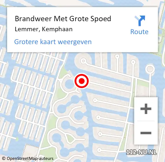 Locatie op kaart van de 112 melding: Brandweer Met Grote Spoed Naar Lemmer, Kemphaan op 15 april 2024 09:00