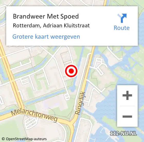 Locatie op kaart van de 112 melding: Brandweer Met Spoed Naar Rotterdam, Adriaan Kluitstraat op 15 april 2024 09:15