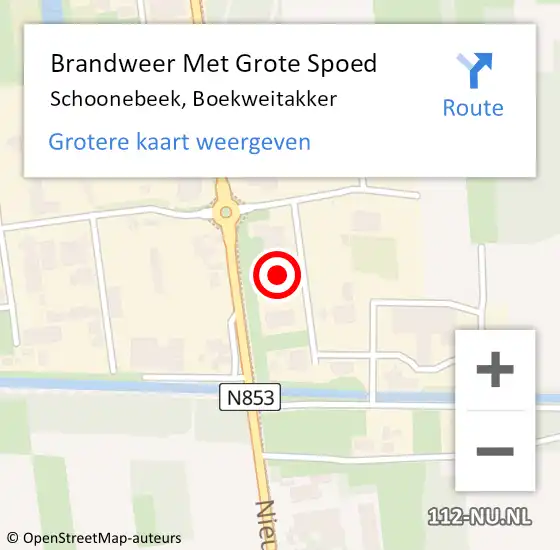 Locatie op kaart van de 112 melding: Brandweer Met Grote Spoed Naar Schoonebeek, Boekweitakker op 15 april 2024 09:25