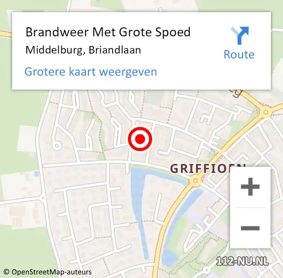 Locatie op kaart van de 112 melding: Brandweer Met Grote Spoed Naar Middelburg, Briandlaan op 15 april 2024 09:39