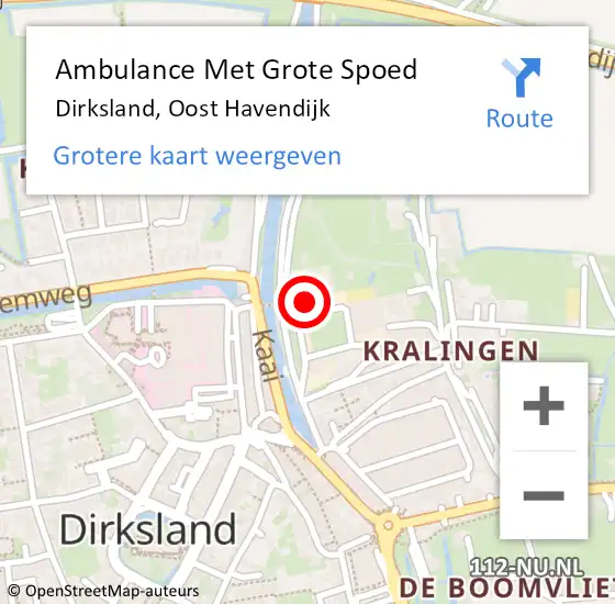 Locatie op kaart van de 112 melding: Ambulance Met Grote Spoed Naar Dirksland, Oost Havendijk op 15 april 2024 09:48