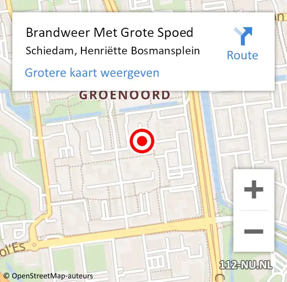 Locatie op kaart van de 112 melding: Brandweer Met Grote Spoed Naar Schiedam, Henriëtte Bosmansplein op 15 april 2024 09:54