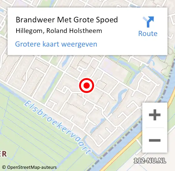 Locatie op kaart van de 112 melding: Brandweer Met Grote Spoed Naar Hillegom, Roland Holstheem op 2 oktober 2014 13:59