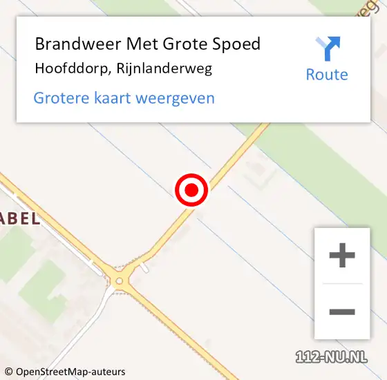 Locatie op kaart van de 112 melding: Brandweer Met Grote Spoed Naar Hoofddorp, Rijnlanderweg op 15 april 2024 11:06
