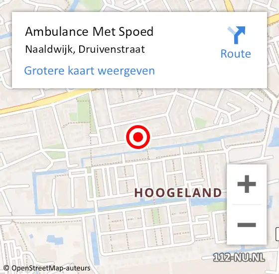 Locatie op kaart van de 112 melding: Ambulance Met Spoed Naar Naaldwijk, Druivenstraat op 15 april 2024 11:29