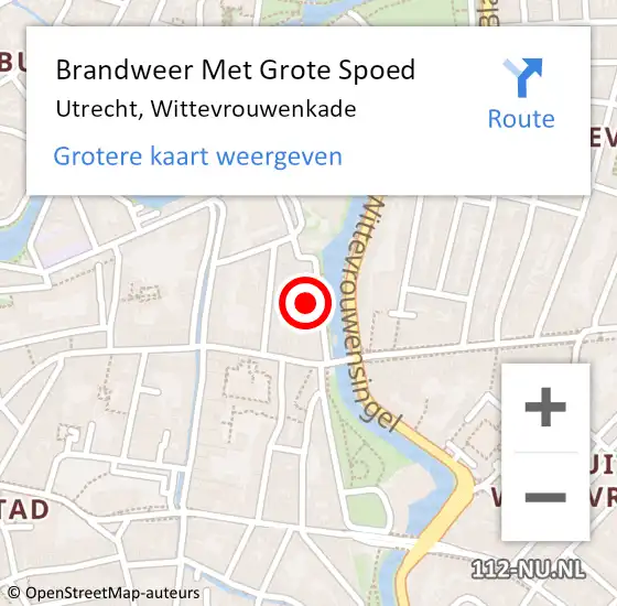 Locatie op kaart van de 112 melding: Brandweer Met Grote Spoed Naar Utrecht, Wittevrouwenkade op 15 april 2024 11:30