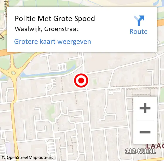 Locatie op kaart van de 112 melding: Politie Met Grote Spoed Naar Waalwijk, Groenstraat op 15 april 2024 11:49