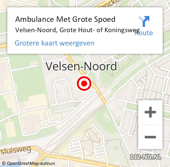 Locatie op kaart van de 112 melding: Ambulance Met Grote Spoed Naar Velsen-Noord, Grote Hout- of Koningsweg op 15 april 2024 11:52
