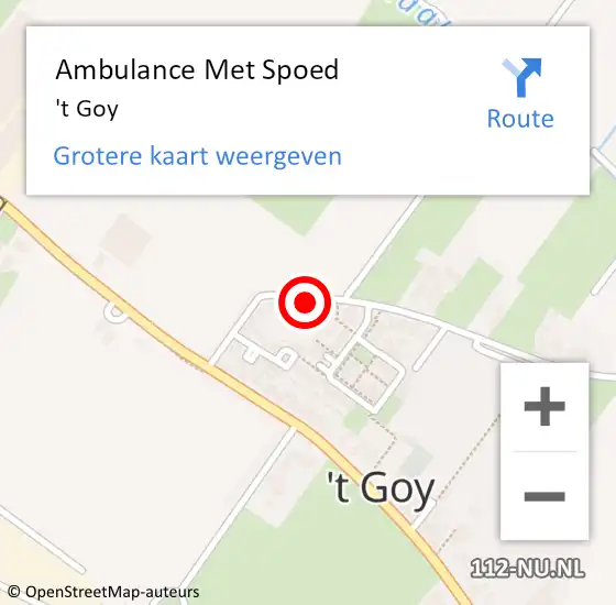 Locatie op kaart van de 112 melding: Ambulance Met Spoed Naar 't Goy op 15 april 2024 11:56